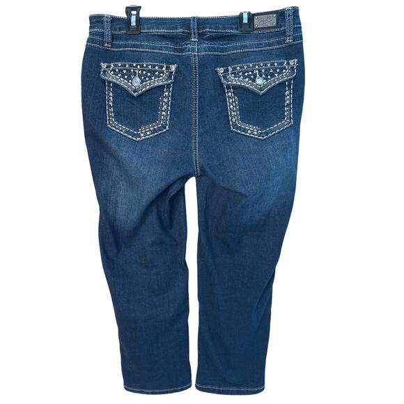 Earl Mid-Rise Straight Leg  Gem Embellished Jeans Size 10 in Blue - Picture 2 of 7